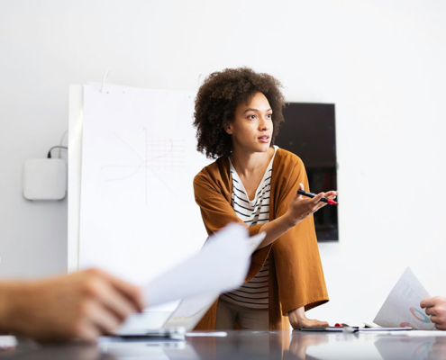 pr team working on project in corporate work space