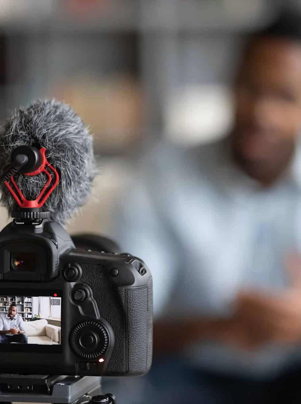 man recording a pr messaging interview for his brand