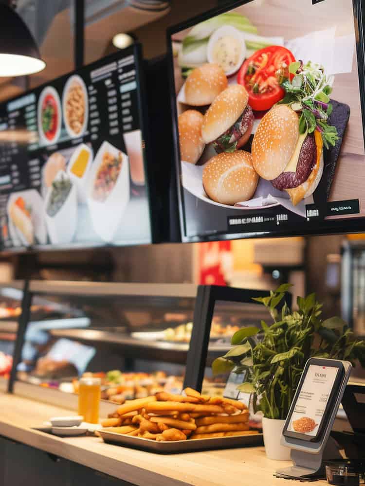 menu and food options in fast food restaurant chain