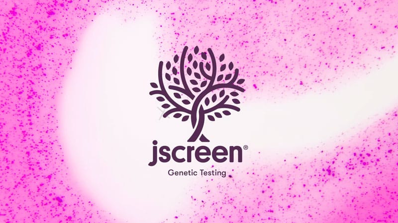 jscreen genetic screening logo on pink bg
