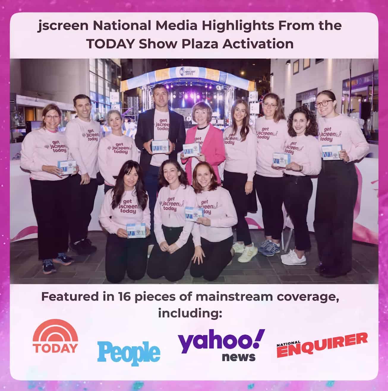 jscreen national media highlights photo from the Today Show with pink power activists