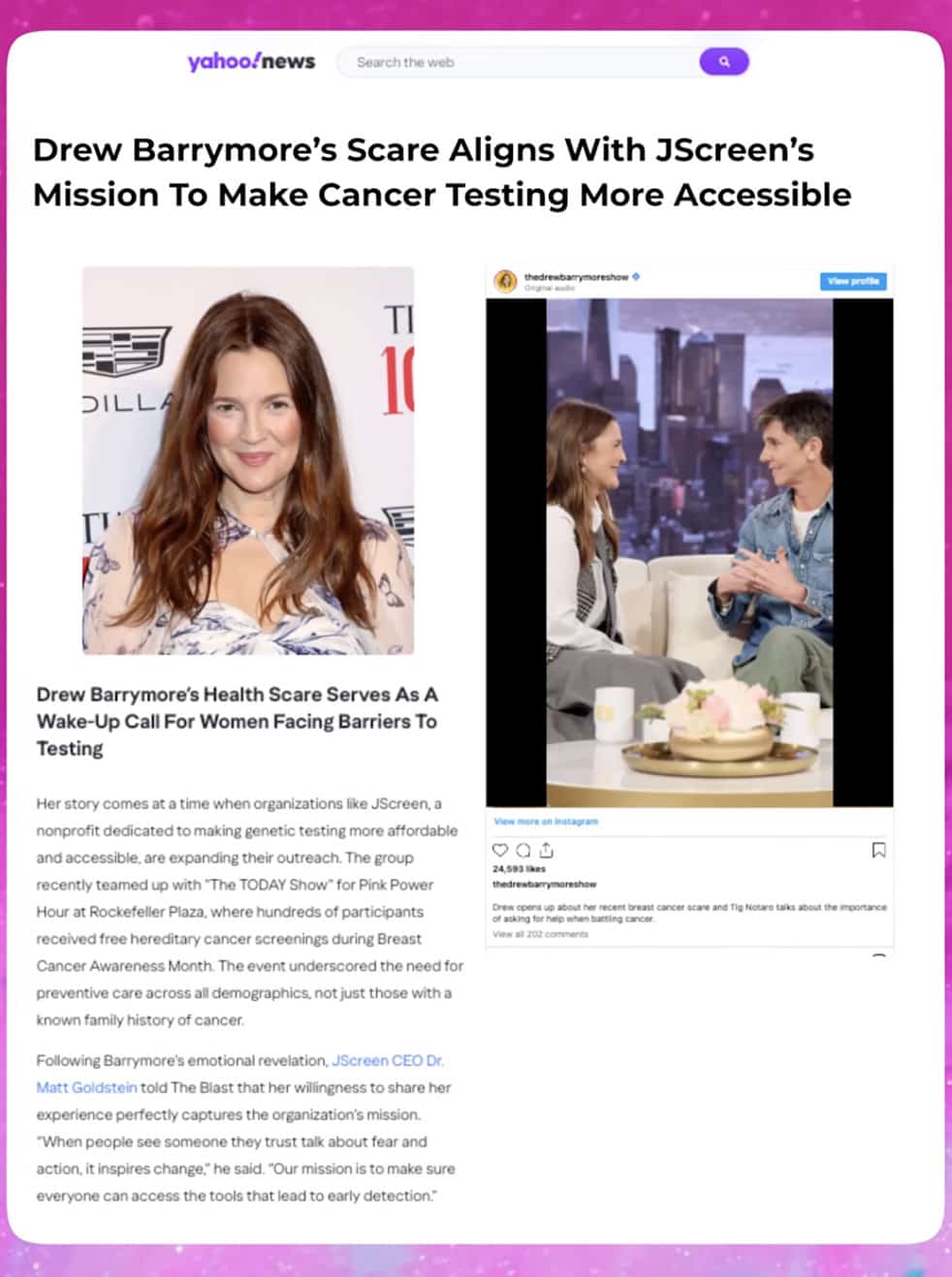 jscreen genetic screening pr campaign news graphic