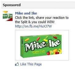mike and ike candy split up paid ad with candy box