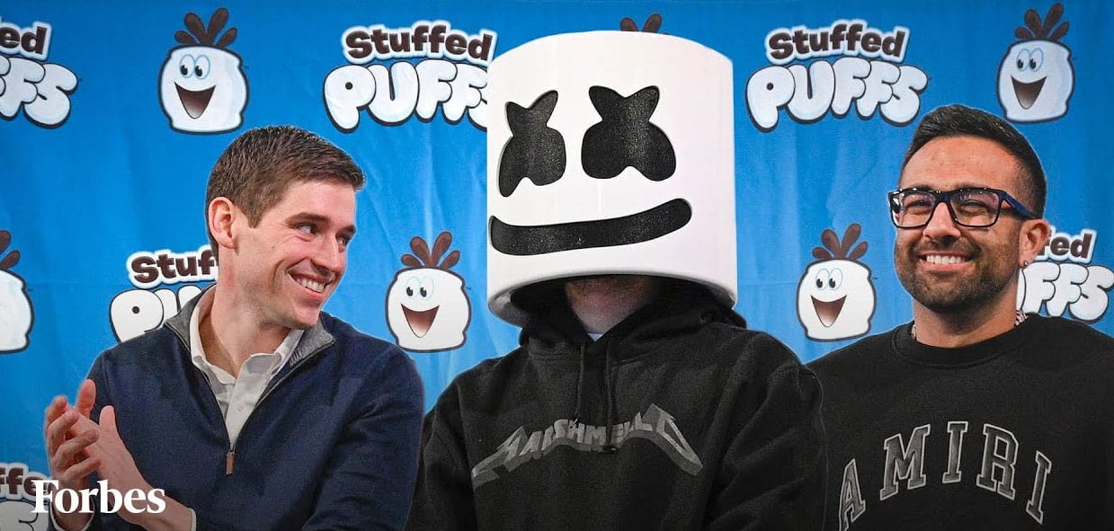 stuffed puffs and DJ marshmellow branding partnership campaign event, presenters on stage